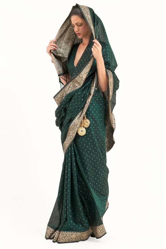 Panna Green Woven Banarasi Silk And Zari Saree