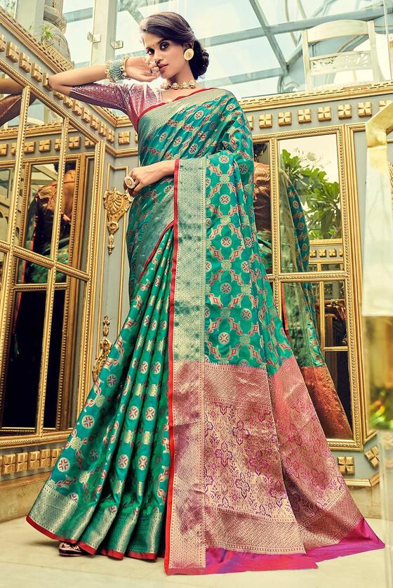 Green Art Silk Woven Patola Banarasi Saree