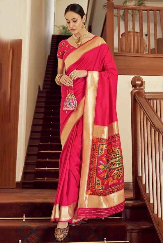 Classic Red Meenakari Banarasi Silk Saree