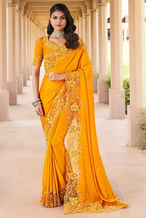 Yellow Designer Party Wear Saree