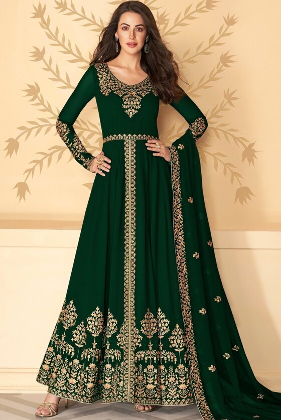 Sacramento Green Georgette Embroidered Anarkali Suit