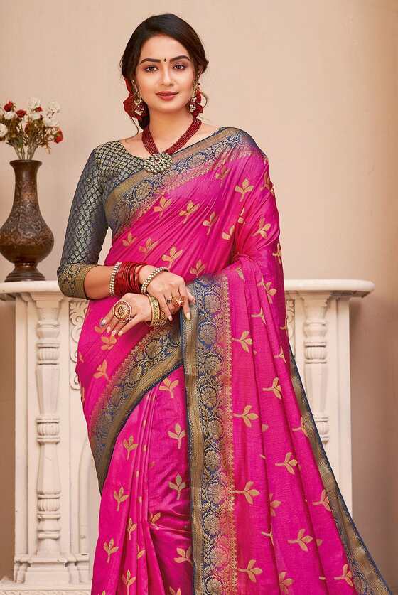 Magenta Pink Banarasi Saree