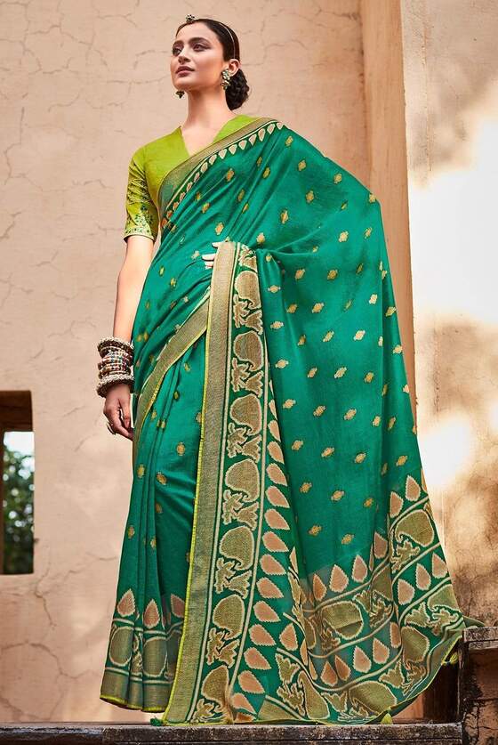 Sea Green Brasso Saree