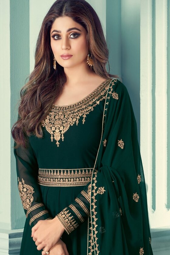 Sacramento Green Georgette Embroidered Anarkali Suit