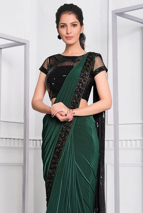 Sacramento Green Ready to wear designer Lycra Silk saree