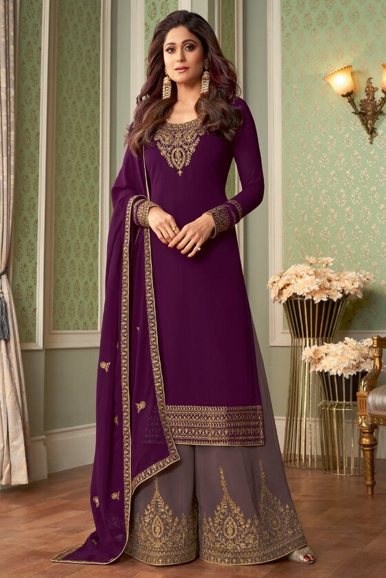 Orchid Purple Exclusive semi stitched kurta with Palazzo