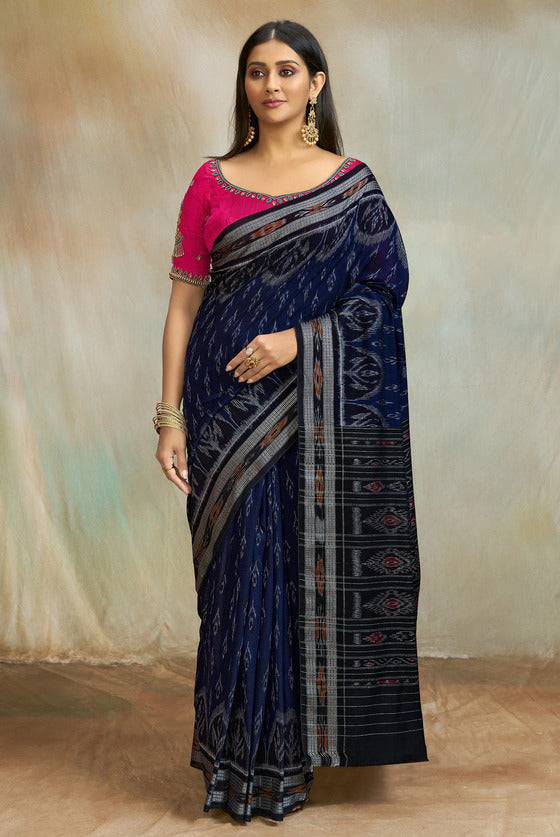 Blue Pochampally Ikkat Cotton Saree