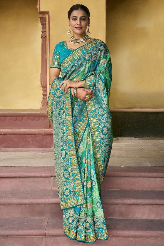 Viscose Silk Traditional Woven Saree With Embroidered Border And Blouse
