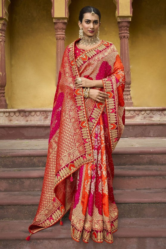 Multi Colored Viscose Silk Saree

With Embroidered Border And Blouse