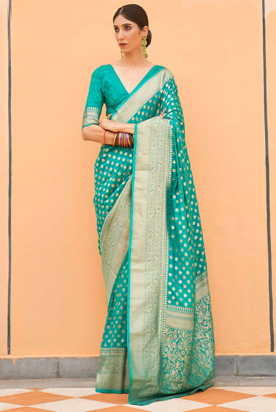 Green Woven Banarasi Georgette Silk Saree