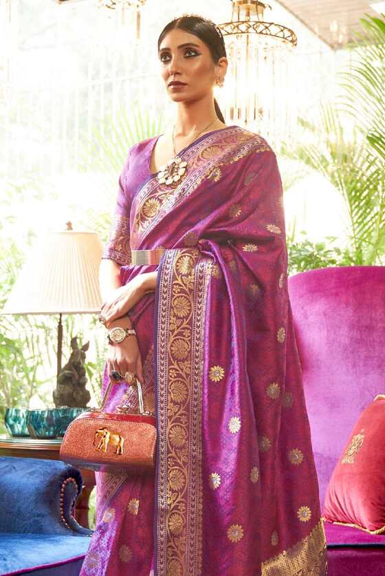 Lilac Purple Zari Weaving Kanjivaram Silk Saree