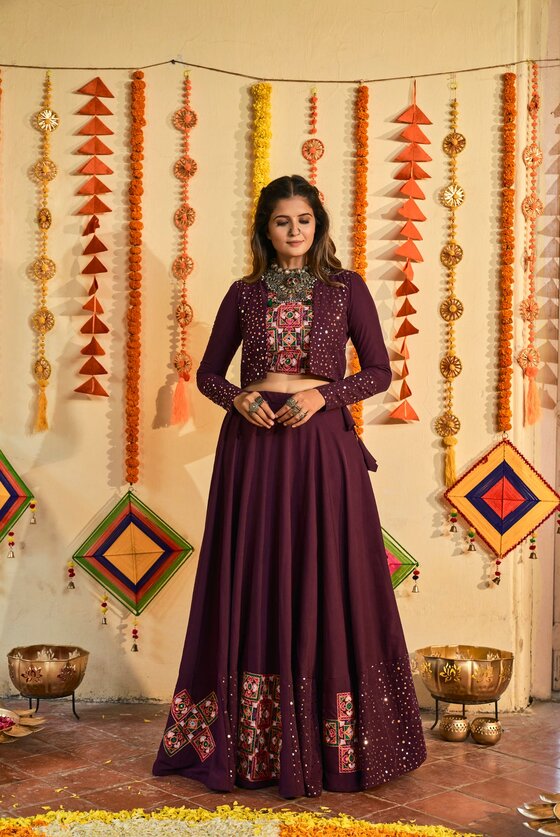 Purple Color Muslin Cotton Lehenga Choli