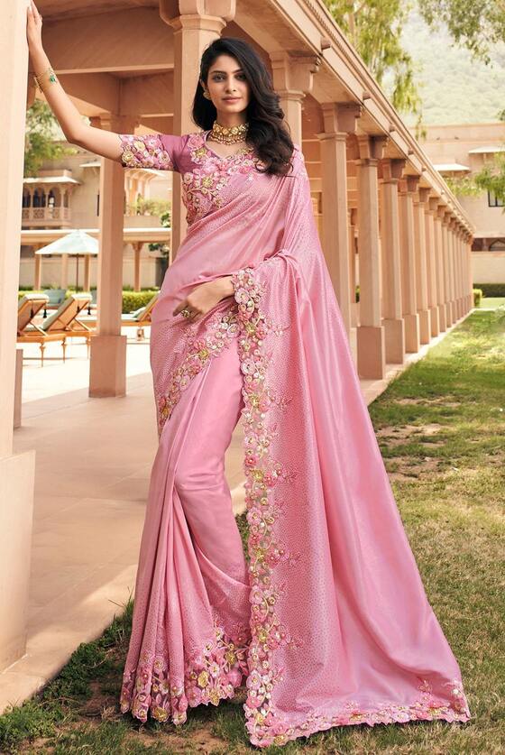 Pink Designer Party Wear Saree